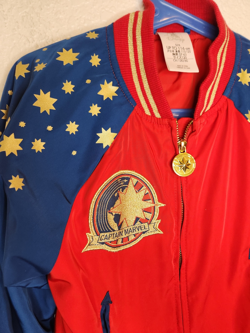 Captain Marvel Disney Comics Jacket Girls Full Zip Logo Red Blue Y2k size 5 6 - Picture 7 of 16